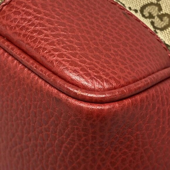 Auth GUCCI GG Pattern, Bree 449241 Dark Brown Beige Red Jacquard Leather Handbag - Picture 6 of 16